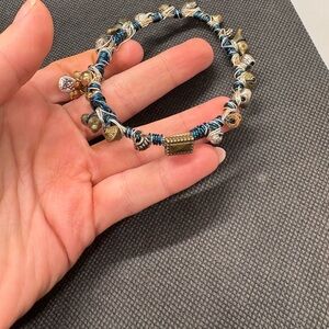 Handcrafted Blue and Gold Beaded Bracelet